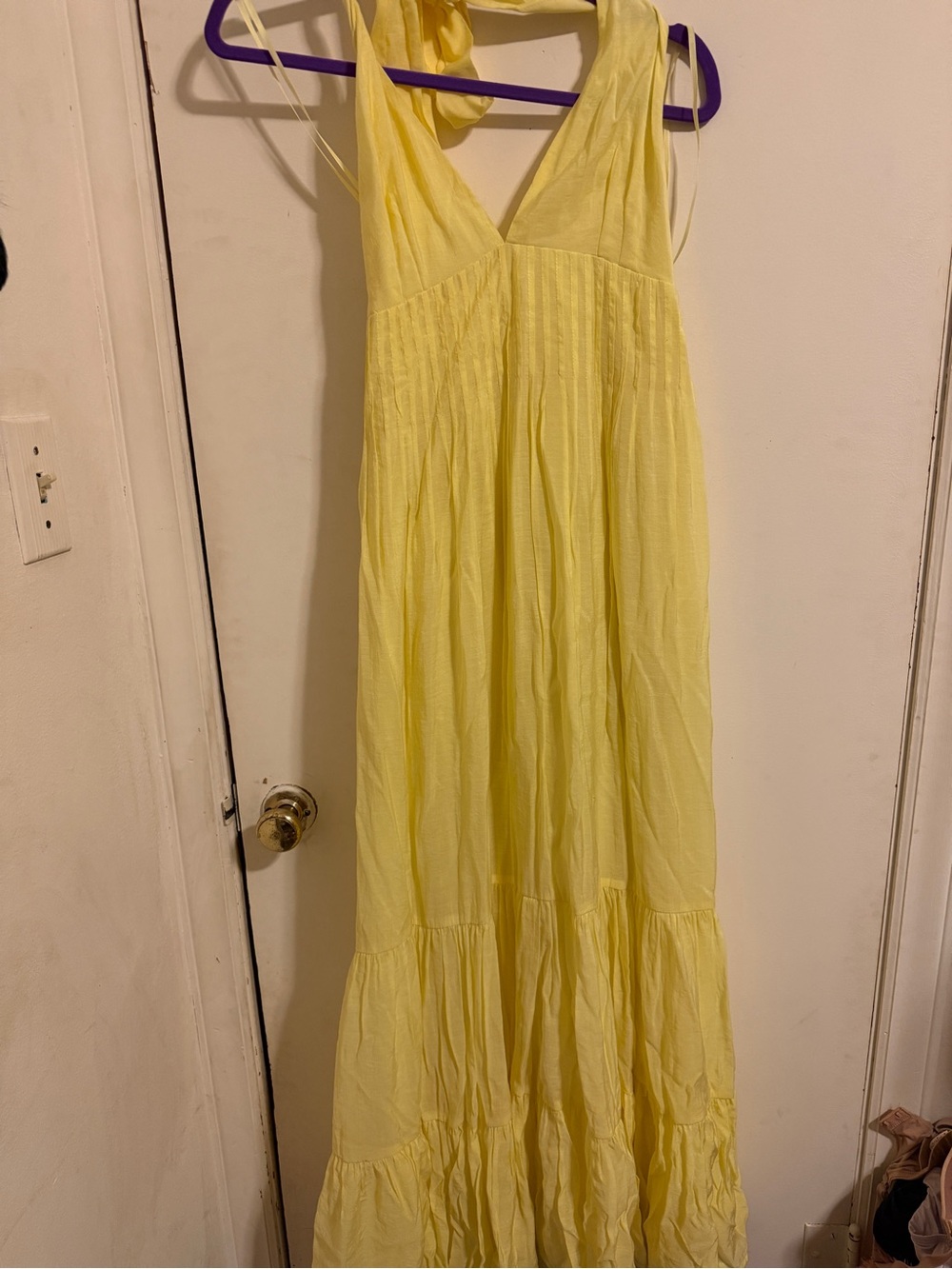 Yellow V-Neck Maxi Dress - Lightweight Summer Sundress by Mustard Seed